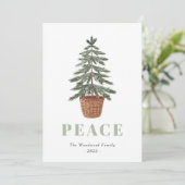 Peace Simple Christmas Evergreen Tree Feiertagskarte (Stehend Vorderseite)