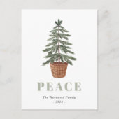 Peace Simple Christmas Evergreen Tree Feiertagspostkarte (Vorderseite)