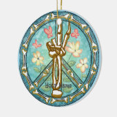 Peace Skeleton Hand Keramik Ornament (Links)