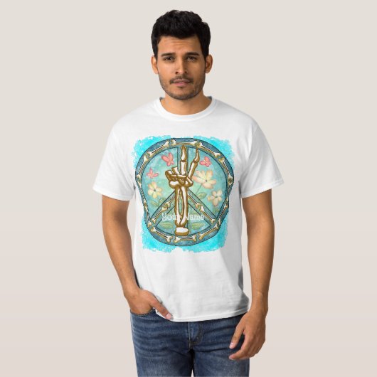Peace Skeleton Hand T - Shirt (Vorne ganz)