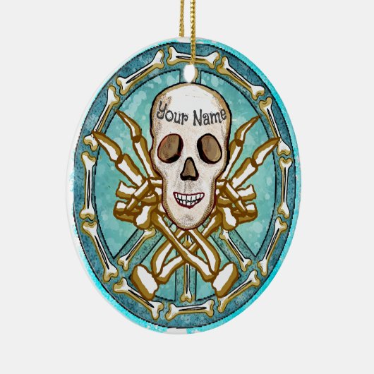 Peace Skeleton Skull Keramik Ornament (Rechts)