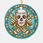 Peace Skeleton Skull Keramik Ornament (Vorne)