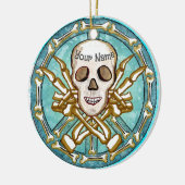Peace Skeleton Skull Keramik Ornament (Links)