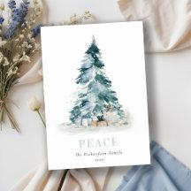 Peace Snow Watercolor Pine Weihnachtsbaum Geschenk