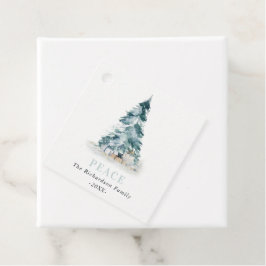 Peace Snow Watercolor Pine Weihnachtsbaum Geschenk Geschenkanhänger
