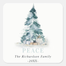 Peace Snow Watercolor Pine Weihnachtsbaum Geschenk