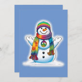 Peace Snowman Feiertagskarte (Vorne/Hinten)