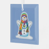 Peace Snowman Ornament Aus Glas (Vorderseite links)