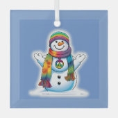 Peace Snowman Ornament Aus Glas (Vorderseite)