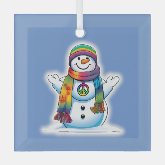 Peace Snowman Ornament Aus Glas (Vorderseite)