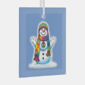 Peace Snowman Ornament Aus Glas (Vorderseite Rechts)