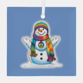 Peace Snowman Ornament Aus Glas (Rückseite)