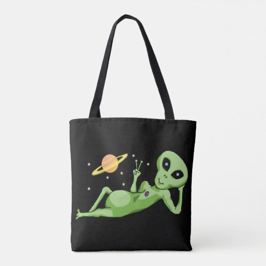 Peace Space Alien Tote Bag Tasche (Rückseite)