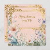 Peace Spring Blume grenzt an Goldrahmen Mitteilungskarte (Vorne/Hinten)