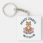 Peace Starts Within - Meditating fox  Schlüsselanhänger (Vorderseite)
