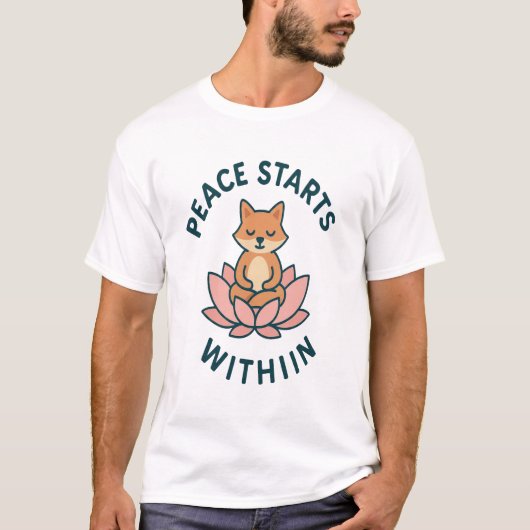 Peace Starts Within - Meditating fox T-Shirt (Vorderseite)