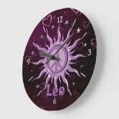 Peace Sun Leo Große Wanduhr (Winkel)
