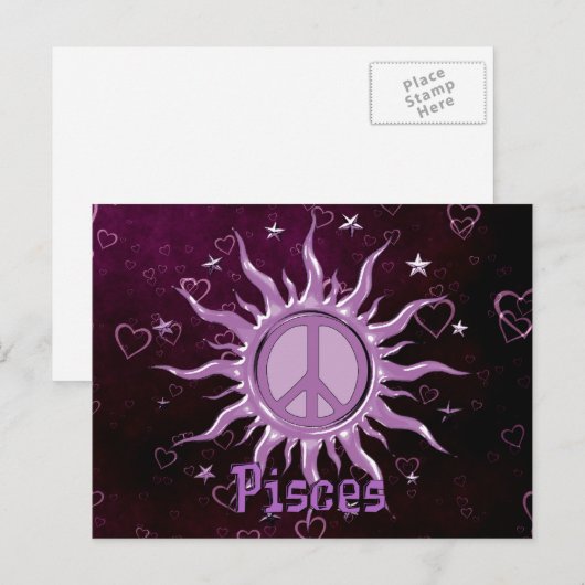Peace Sun Pisces Postkarte (Vorne/Hinten)