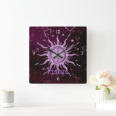 Peace Sun Pisces Quadratische Wanduhr (Zuhause)