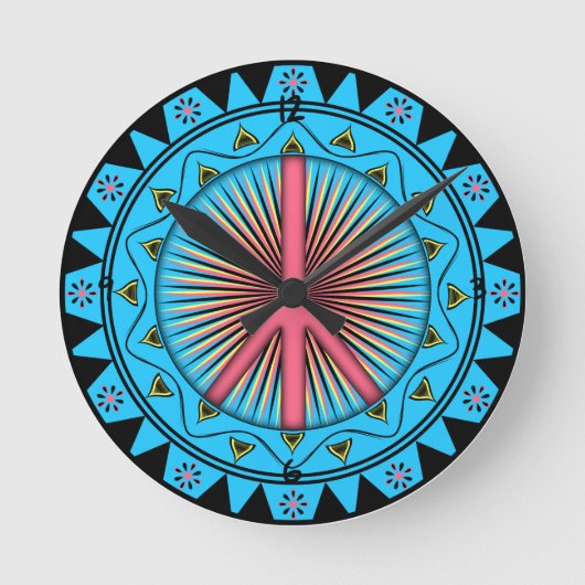 Peace Sun Round Clock Runde Wanduhr (Vorderseite)