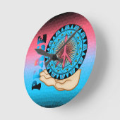 Peace ~ Sun Runde Wanduhr (Winkel)