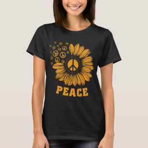 Peace Sunflower Bleibe Trippy 70er Style Vintag Hi T-Shirt