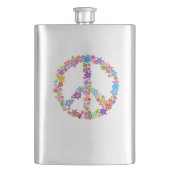 Peace Symbol Blume Power Farbiges Design Flachmann (Vorderseite)