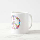 Peace Symbol Blume Power Farbiges Design Kaffeetasse (VorderseiteRechts)