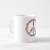 Peace Symbol Blume Power Farbiges Design Kaffeetasse (Vorderseite Links)