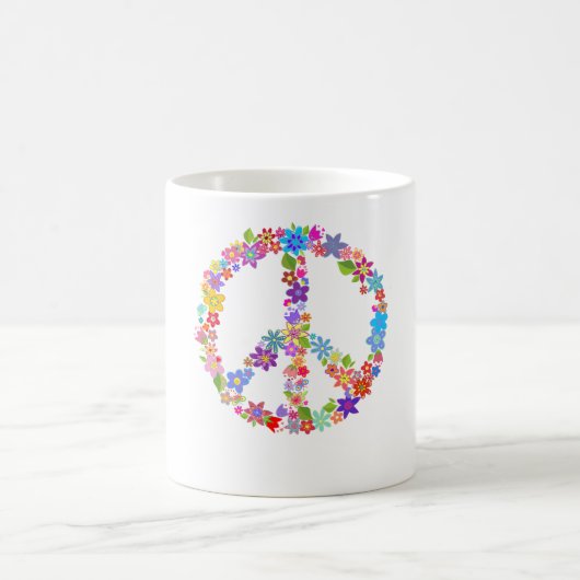 Peace Symbol Blume Power Farbiges Design Kaffeetasse (Mittel)