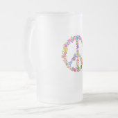 Peace Symbol Blume Power Farbiges Design Mattglas Bierglas (Vorderseite Links)