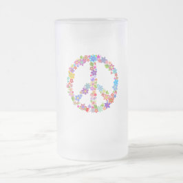 Peace Symbol Blume Power Farbiges Design Mattglas Bierglas