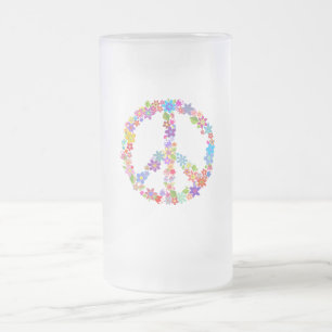 Peace Symbol Blume Power Farbiges Design Mattglas Bierglas