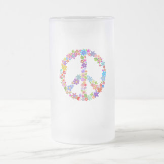Peace Symbol Blume Power Farbiges Design Mattglas Bierglas