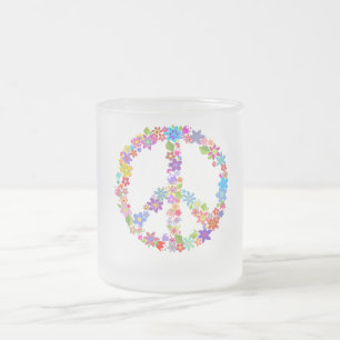 Peace Symbol Blume Power Farbiges Design Mattglastasse