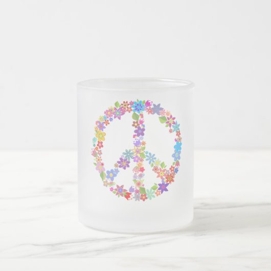 Peace Symbol Blume Power Farbiges Design Mattglastasse (Mittel)