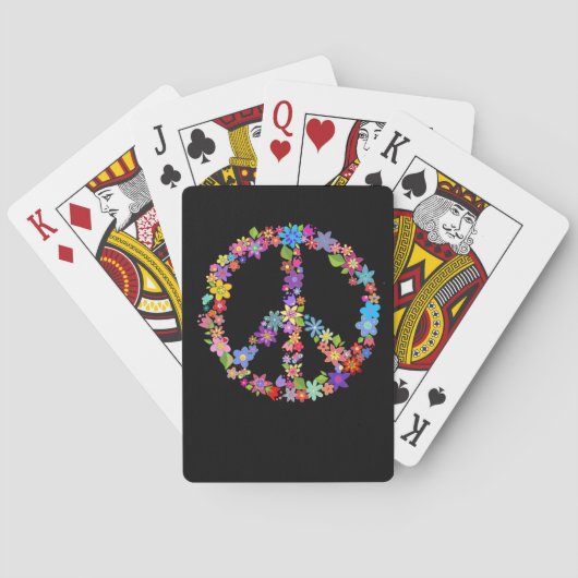 Peace Symbol Blume Power Farbiges Design Spielkarten (Rückseite)