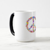 Peace Symbol Blume Power Farbiges Design Verwandlungstasse (Vorderseite Links)