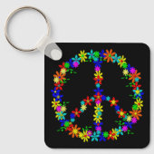 Peace Symbol Blume Power Schlüsselanhänger (Vorderseite)