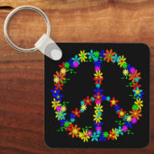 Peace Symbol Blume Power Schlüsselanhänger (Vorderseite)