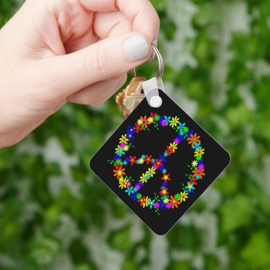 Peace Symbol Blume Power Schlüsselanhänger (Hand)