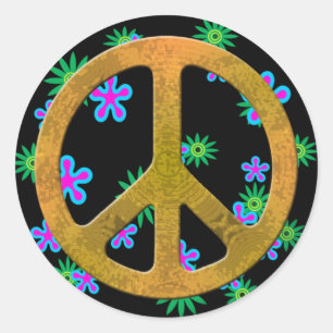 Peace Symbol Blume Retro 60er Stickers