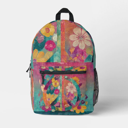Peace symbol colourful bedruckter rucksack (Vorderseite)
