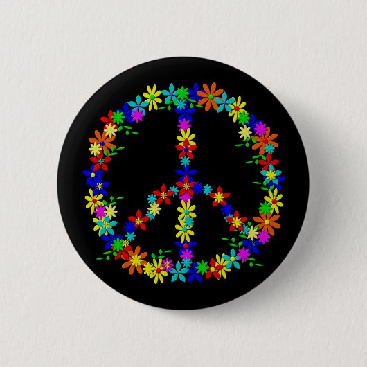 Peace Symbol Flower Power Button (Vorderseite)
