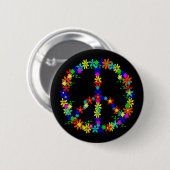 Peace Symbol Flower Power Button (Vorne & Hinten)