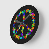 Peace Symbol Flower Power Runde Wanduhr (Winkel)