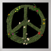 PEACE-Symbol für echte Grass-Blume Hippie 60er-Sig Poster (Vorne)
