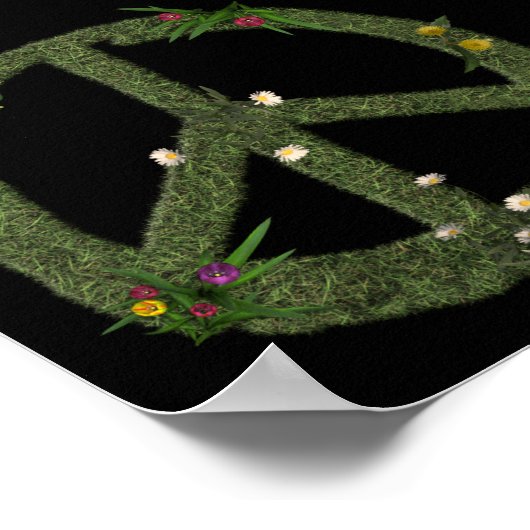 PEACE-Symbol für echte Grass-Blume Hippie 60er-Sig Poster (Ecke)