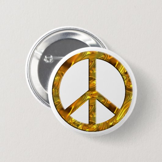 PEACE-Symbol - GOLD Button (Vorne & Hinten)