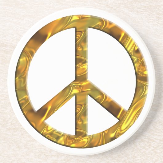 PEACE-Symbol - GOLD Getränkeuntersetzer (Vorne)